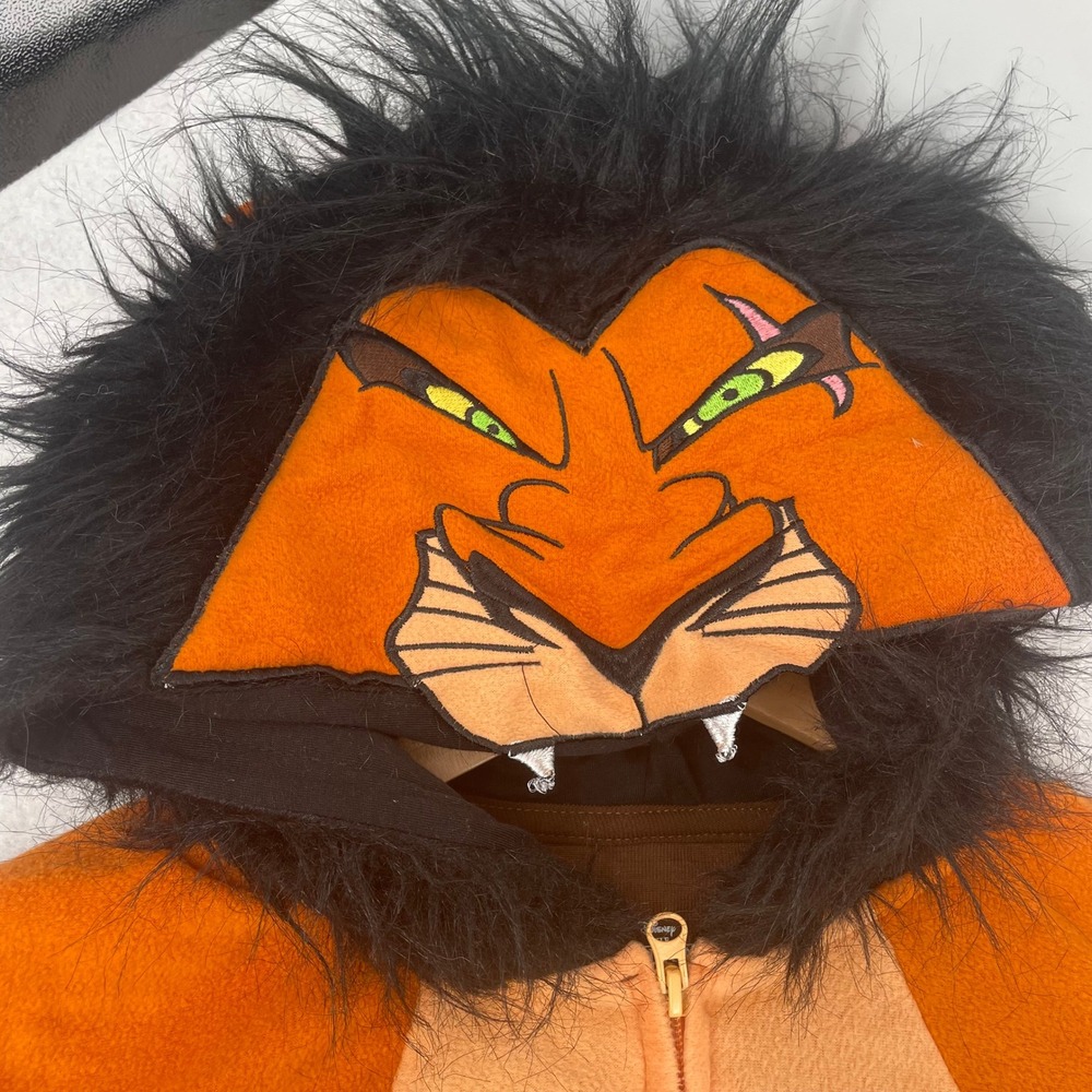 Disney The Lion King Scar Fleece Union Suit Pajamas Orange Black SM Costume - Picture 2 of 13